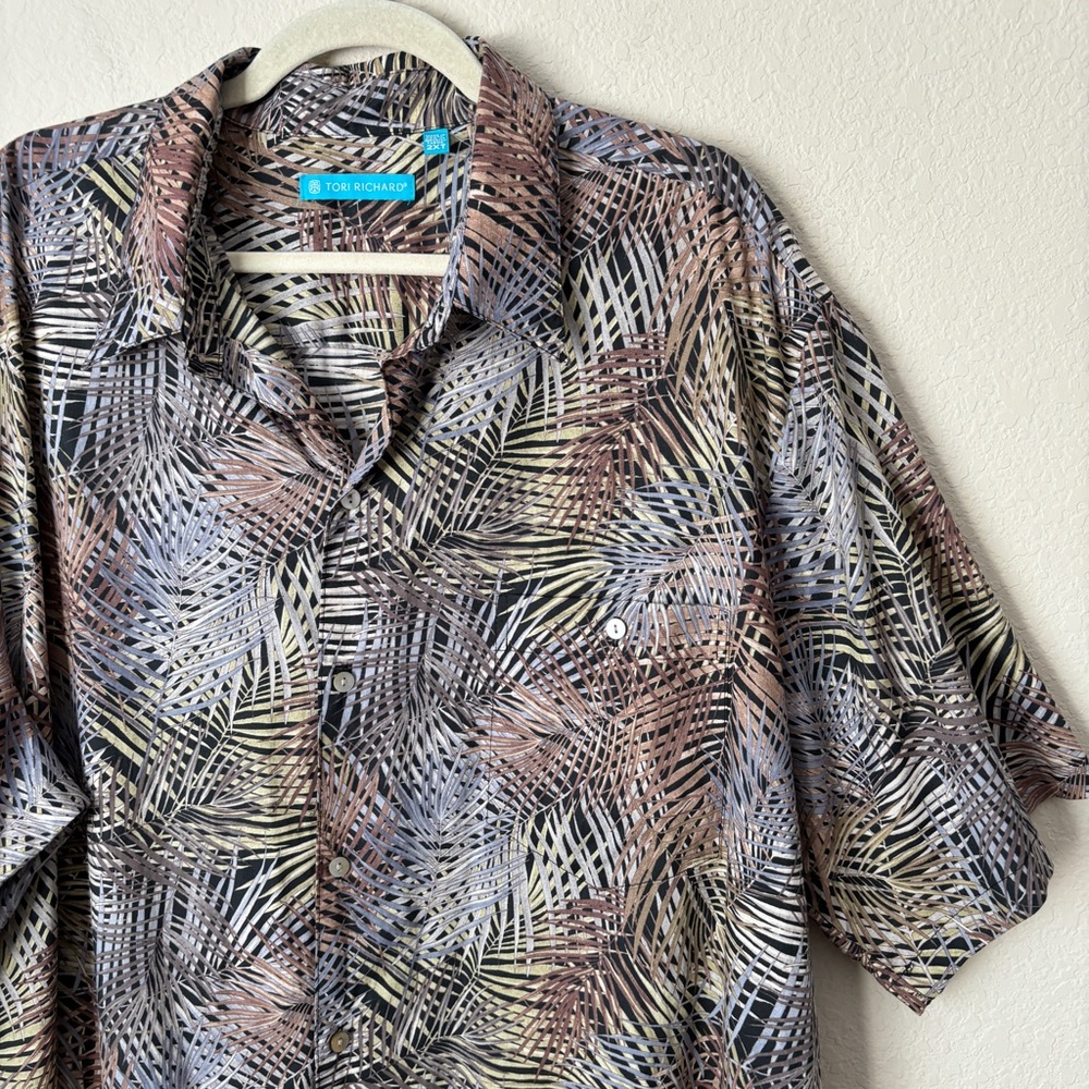 Tori Richard 2XT Hawaiin Aloha Leaf Print Cotton Lawn Shirt - Picture 3 of 11